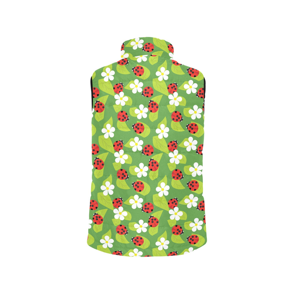 Ladybug Pattern Print Design 01 Women's Padded Vest