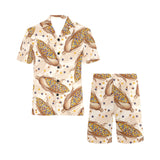Corn Pattern Print Design 03 Men's V-Neck Short Pajama Set