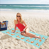 Fox pattern blue b ackground Beach Towel