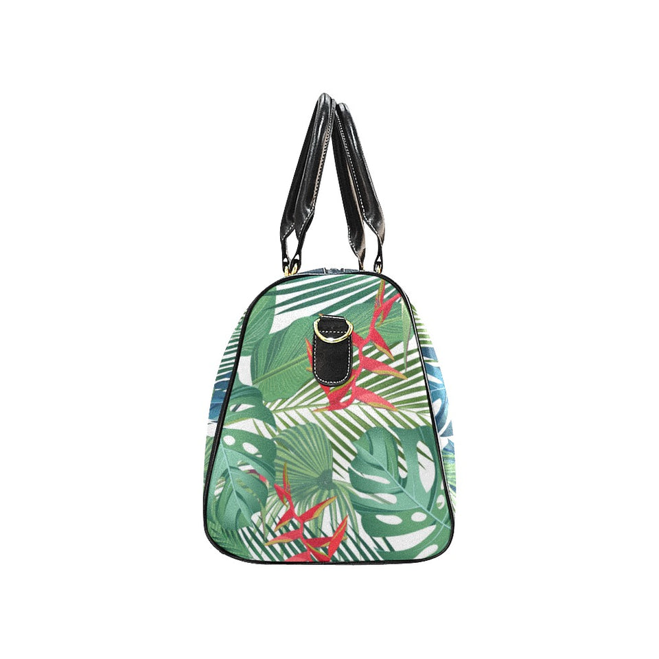 heliconia palm and monstera leaves pattern Travel Bag
