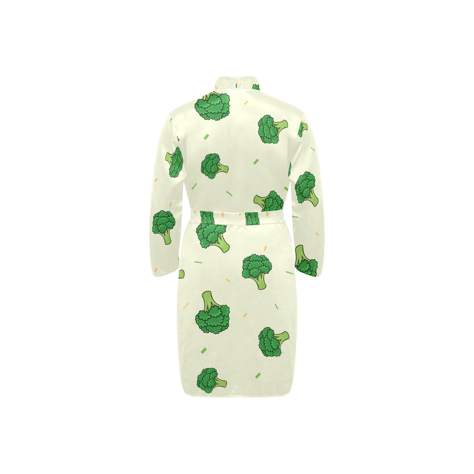 Broccoli pattern Men's Long Sleeve Belted Night Robe