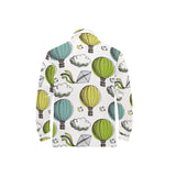 Hot Air Balloon Bird Cloud Pattern Men's Long Sleeve Polo Shirt