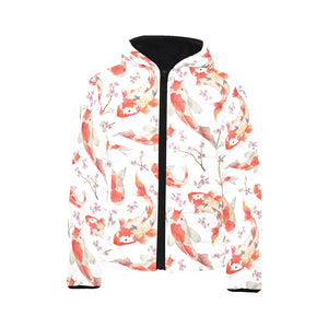 Watercolor Koi Fish Carp Fish pattern Kids' Boys' Girls' Padded Hooded Jacket