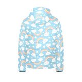 Cute rainbow clound star pattern blue background Kids' Boys' Girls' Padded Hooded Jacket