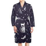 Chihuahua space helmet. astronaut pattern Men's Long Sleeve Belted Night Robe