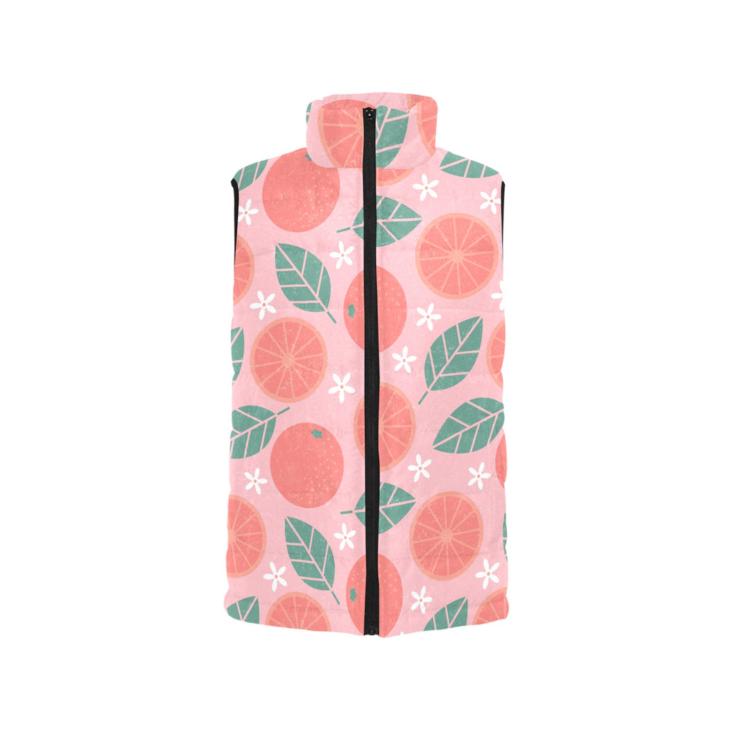 Grapefruit leaves flower pink background Men's Padded Vest