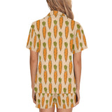 Carrot Pattern Print Design 04 Women's V-Neck Short Pajama Set