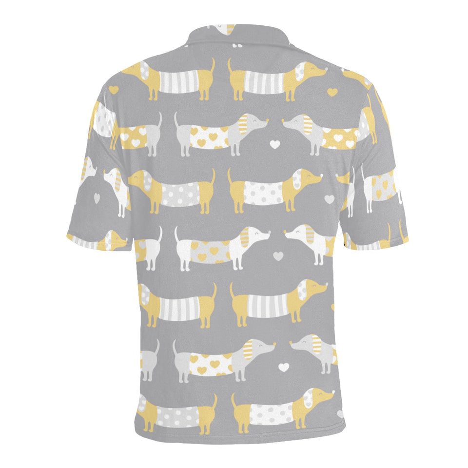 Cute dachshund dog pattern Men's All Over Print Polo Shirt