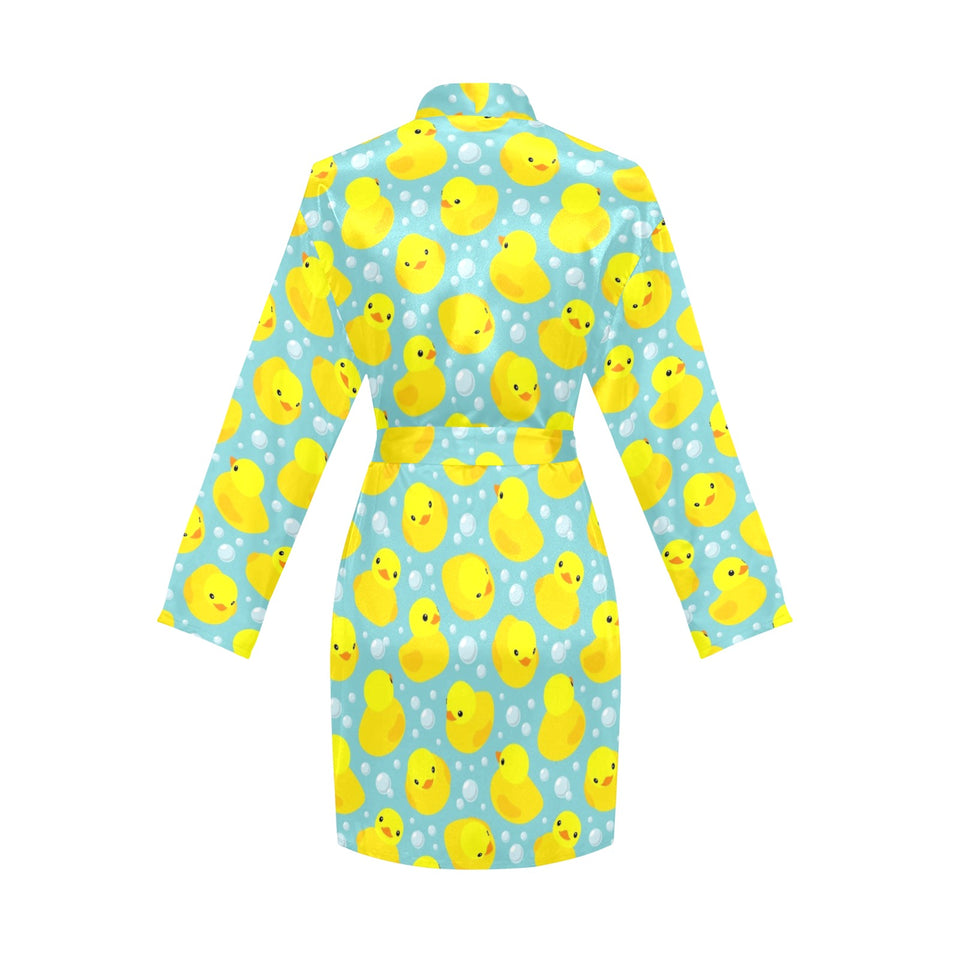 Duck Pattern Print Design 03 Women's Long Sleeve Belted Night Robe
