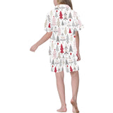 Cute Christmas tree pattern Kids' Boys' Girls' V-Neck Short Pajama Set