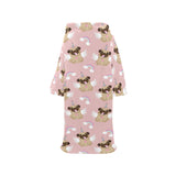 Cute unicorn pug pattern Blanket Robe with Sleeves