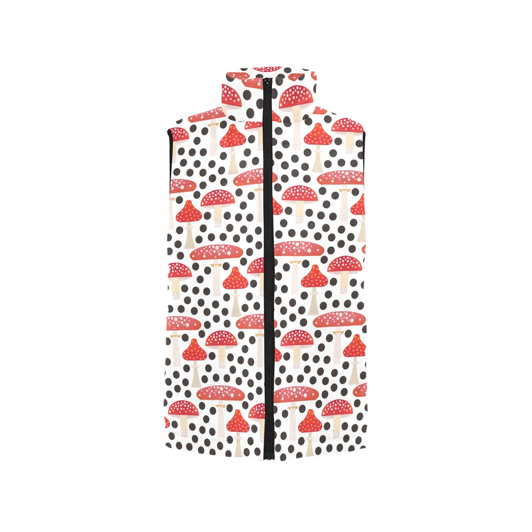 Red mushroom dot pattern Men's Padded Vest