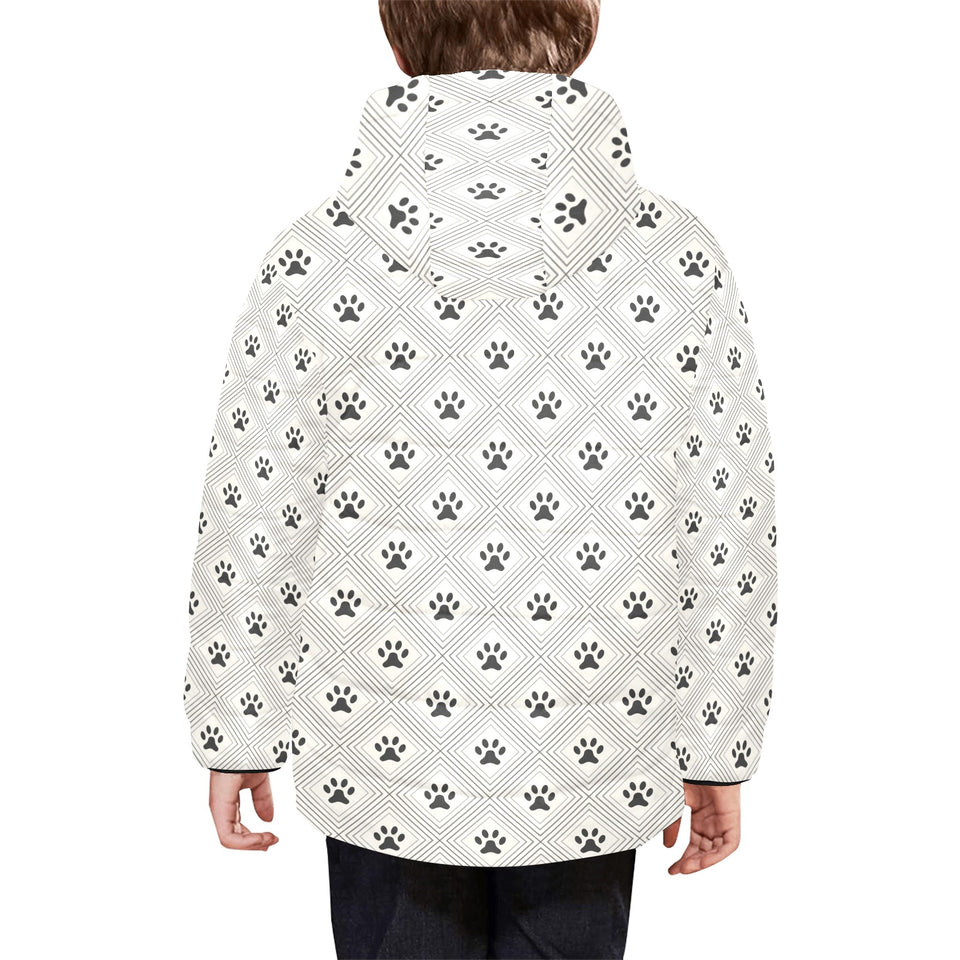 Dog Paws Pattern Print Design 03 Kids' Boys' Girls' Padded Hooded Jacket