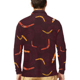 Boomerang Australian aboriginal ornament circle bl Men's Long Sleeve Polo Shirt