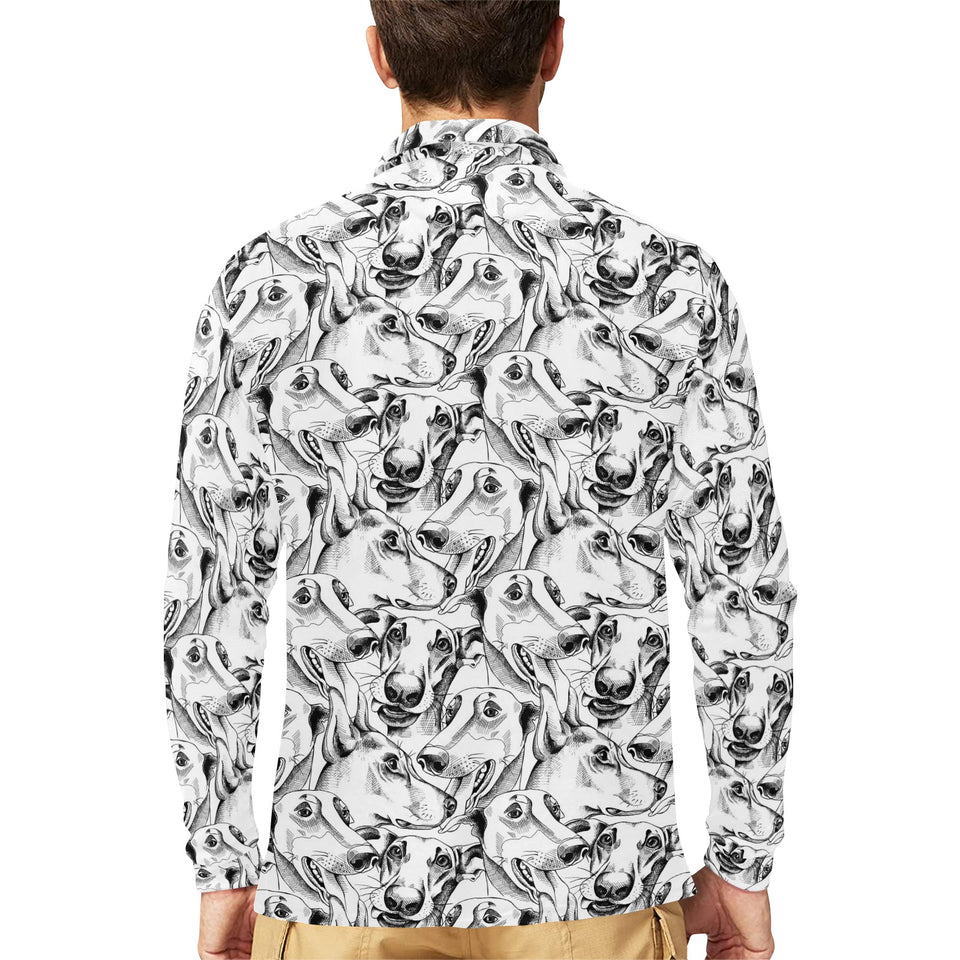 Greyhound Pattern Print Design 01 Men's Long Sleeve Polo Shirt