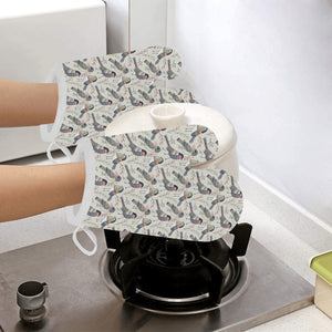 Pigeon Pattern Print Design 04 Heat Resistant Oven Mitts