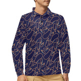 Eggplant Pattern Print Design 04 Men's Long Sleeve Polo Shirt