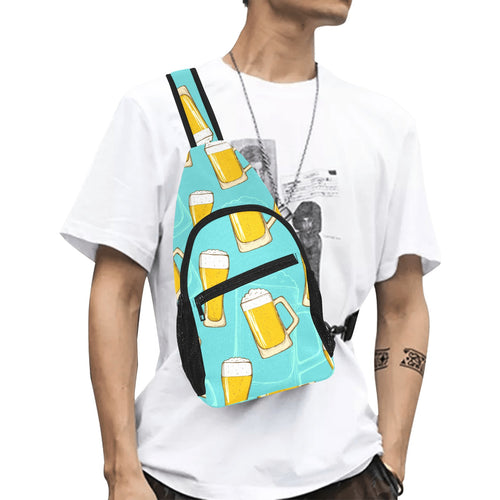 Beer pattern green background All Over Print Chest Bag