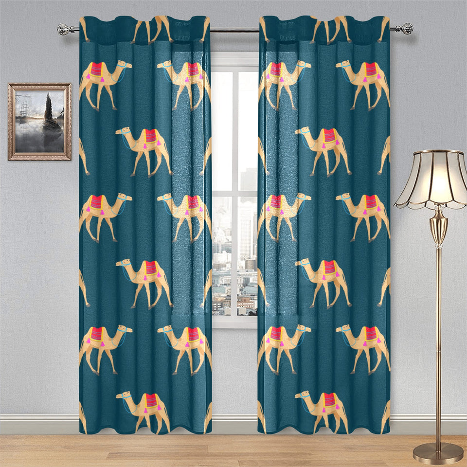 Camel pattern blue blackground Gauze Curtain