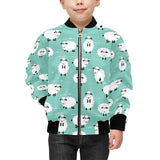 Cute sheep green background Kids' Boys' Girls' Bomber Jacket
