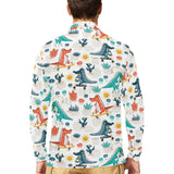 Cute Crocodile Pattern Men's Long Sleeve Polo Shirt