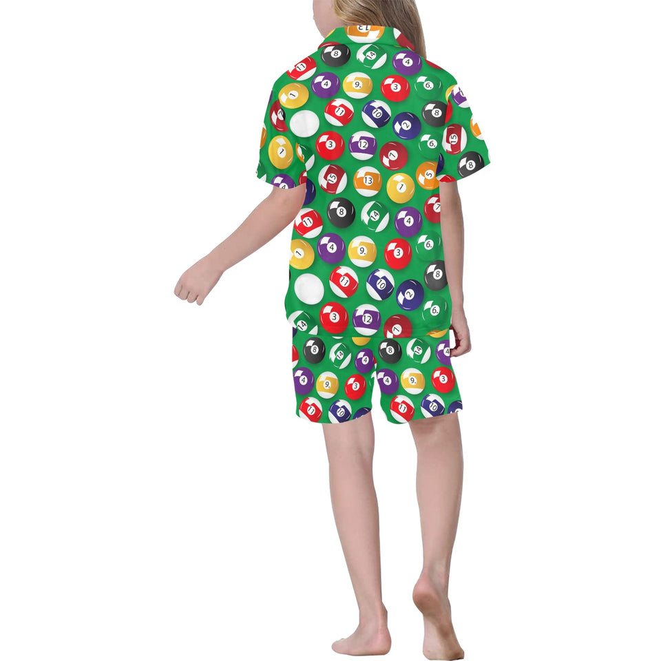 Billiard Ball Pattern Print Design 02 Kids' Boys' Girls' V-Neck Short Pajama Set