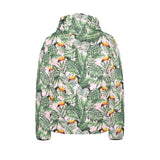 Toucan tropical green jungle palm pattern Kids' Boys' Girls' Padded Hooded Jacket