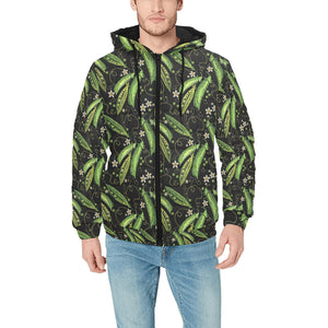 Green Peas Pattern Print Design 02 Men's Padded Hooded Jacket