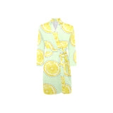 slice of lemon pattern Men's Long Sleeve Belted Night Robe