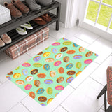 Colorful donut pattern green background Doormat