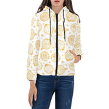 hand drawn onion pattern Women's Padded Hooded Jacket