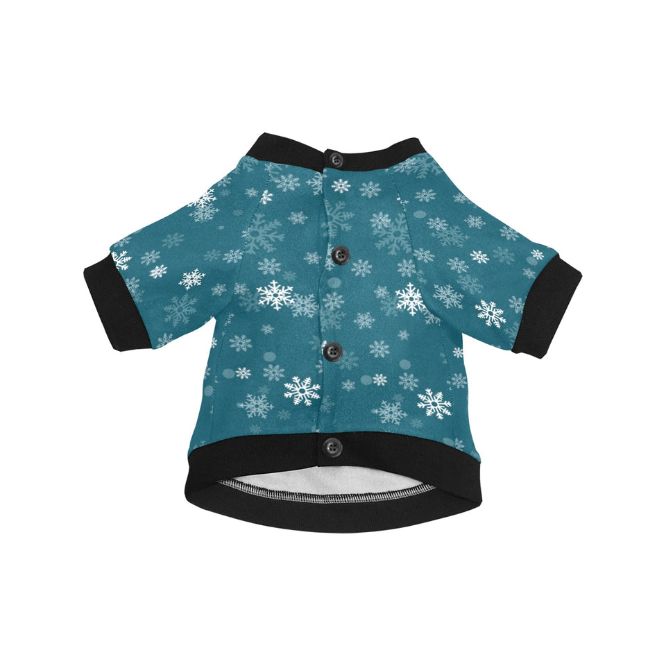 Snowflake pattern dark background All Over Print Pet Dog Round Neck Fuzzy Shirt