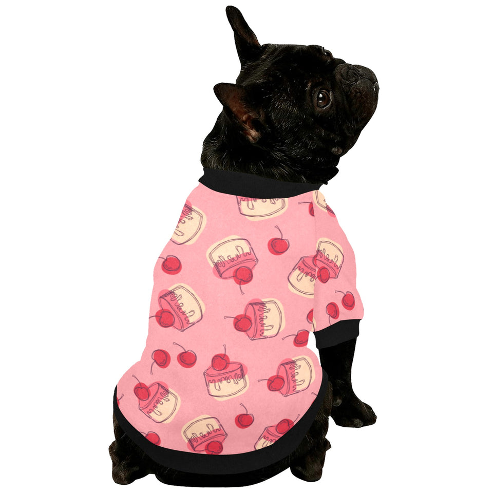 Cake cherry pattern All Over Print Pet Dog Round Neck Fuzzy Shirt