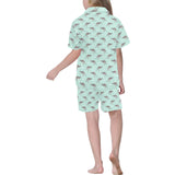 Kangaroo pattern background Kids' Boys' Girls' V-Neck Short Pajama Set