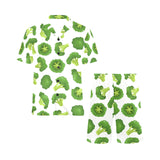 Cute broccoli pattern Men's V-Neck Short Pajama Set