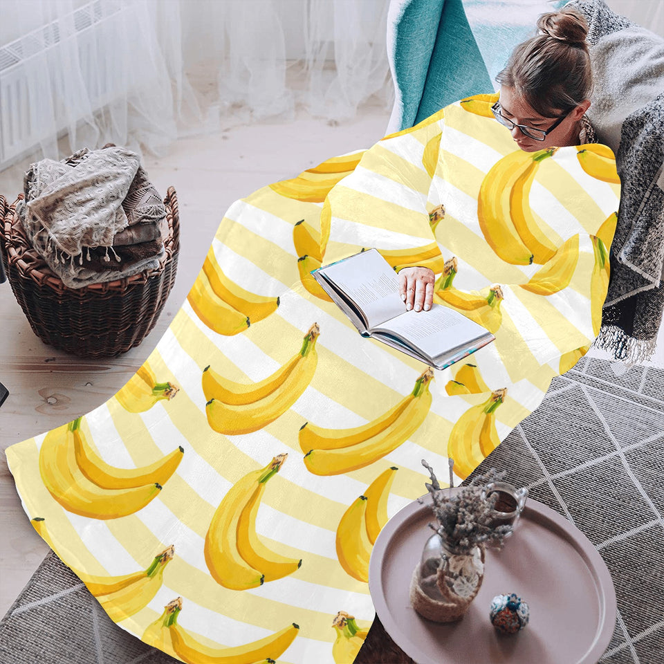 Banana pattern blackground Blanket Robe with Sleeves