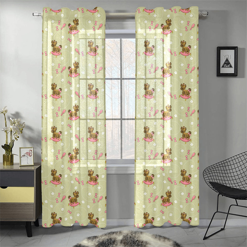 Yorkshire Terrier Pattern Print Design 01 Gauze Curtain