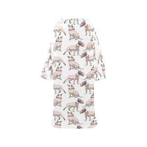 Bull Terrier Pattern Print Design 04 Blanket Robe with Sleeves