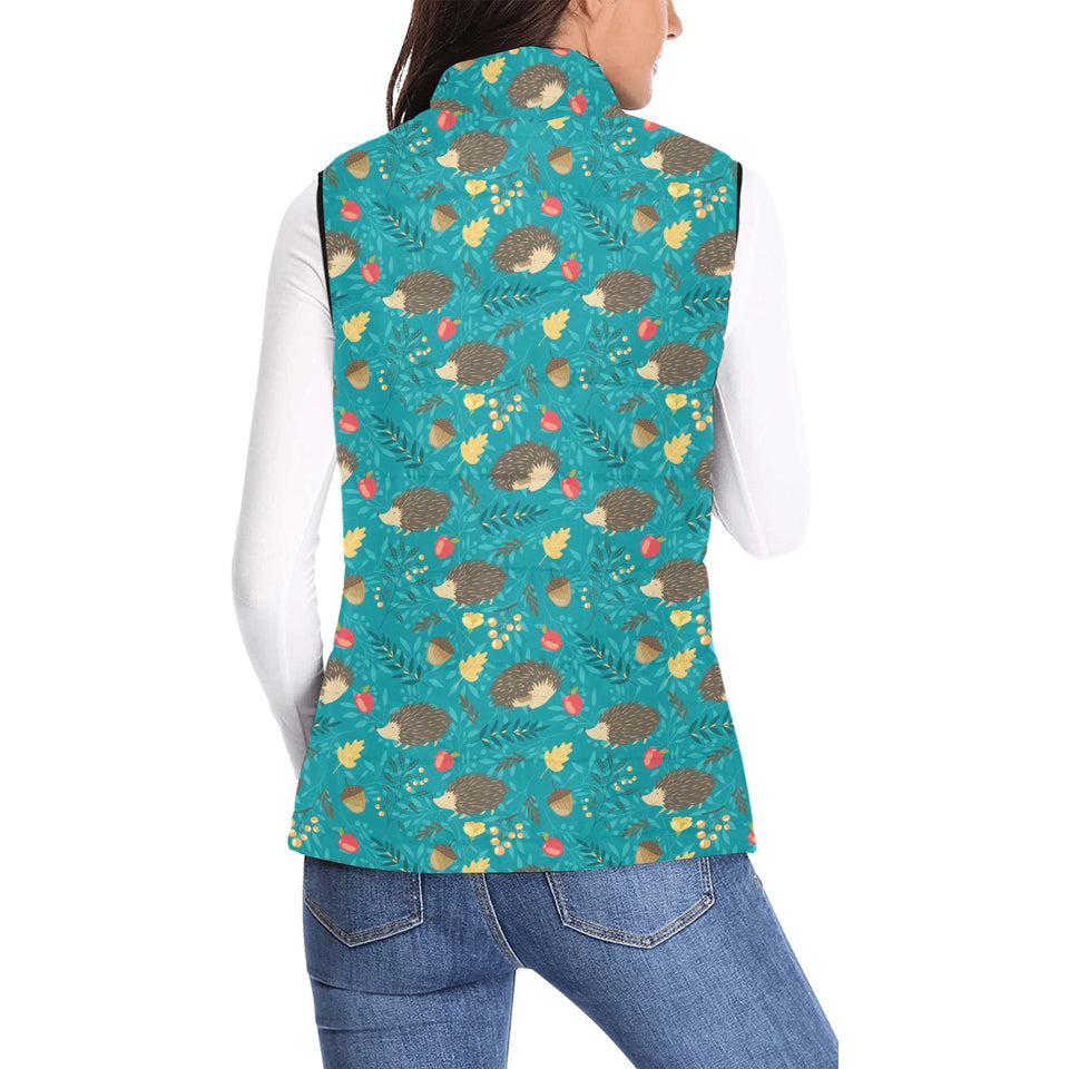 Hedgehog Pattern Print Design 01 Women's Padded Vest