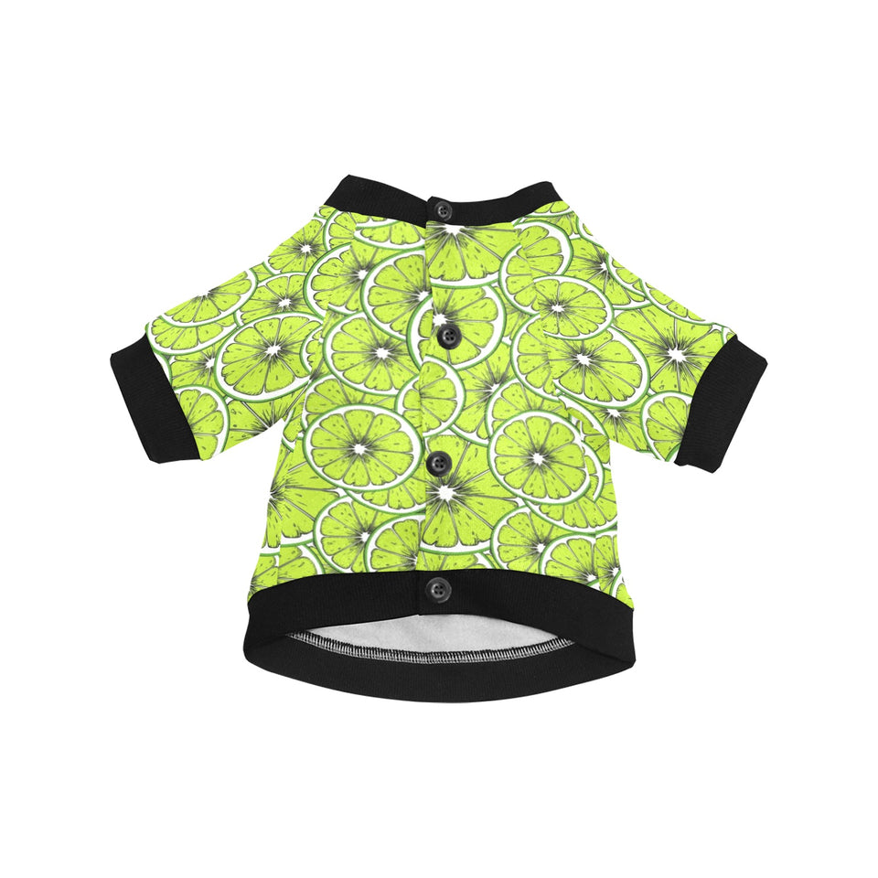 Slices of Lime design pattern All Over Print Pet Dog Round Neck Fuzzy Shirt