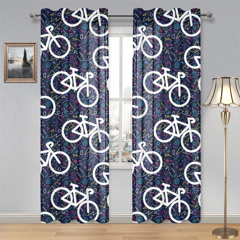 Bicycle Pattern Print Design 03 Gauze Curtain