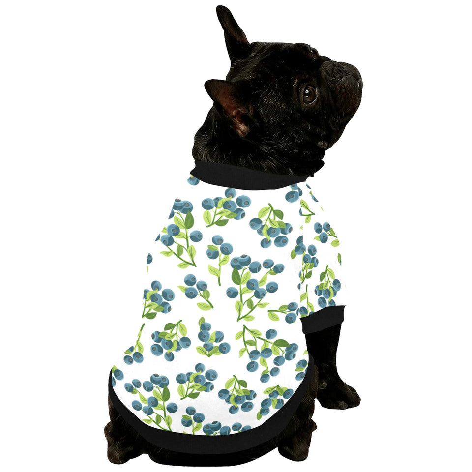 blueberry white background All Over Print Pet Dog Round Neck Fuzzy Shirt