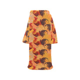 red rooster chicken cock pattern Blanket Robe with Sleeves