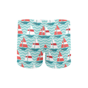 Red White sailboat wave background Men's Swimming Trunks