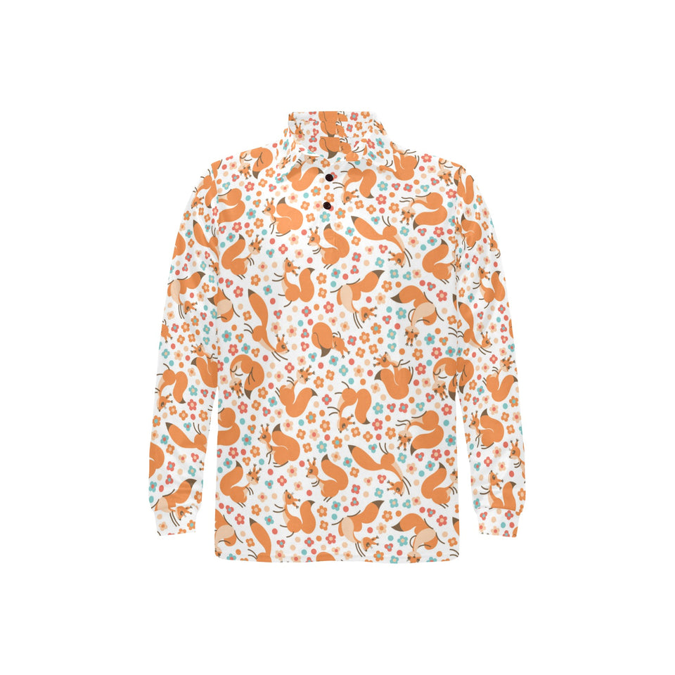 Squirrel Pattern Print Design 05 Men's Long Sleeve Polo Shirt