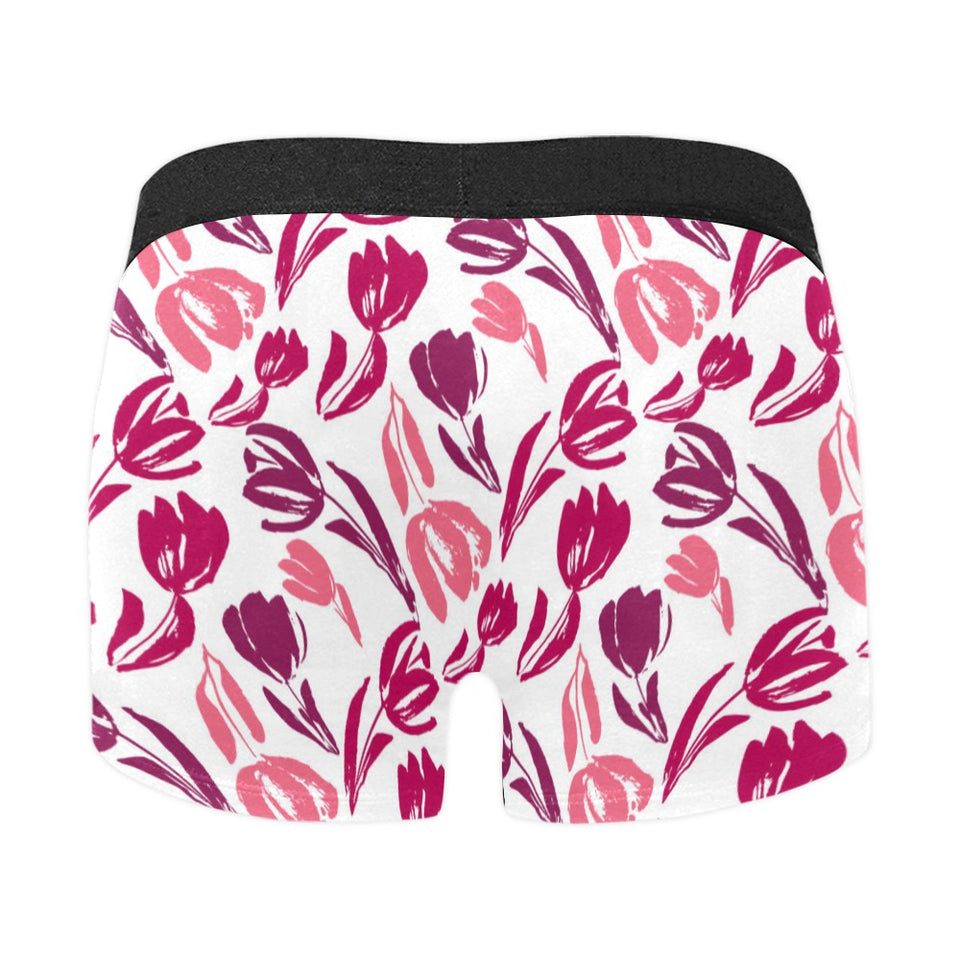 pink sketch tulip pattern Men's All Over Print Boxer Briefs Men's Underwear