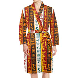 Egypt Hieroglyphics Pattern Print Design 01 Men's Long Sleeve Belted Night Robe