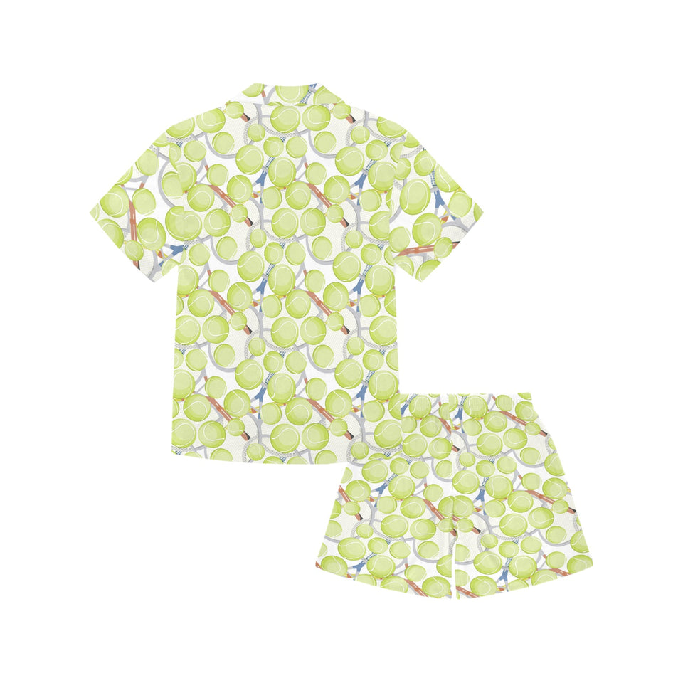 Tennis Pattern Print Design 01 Kids' Boys' Girls' V-Neck Short Pajama Set