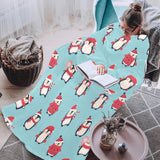 Cute penguin christmas design pattern Blanket Robe with Sleeves