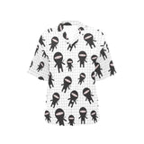 Ninja pattern plaid background Women's All Over Print Hawaiian Shirt